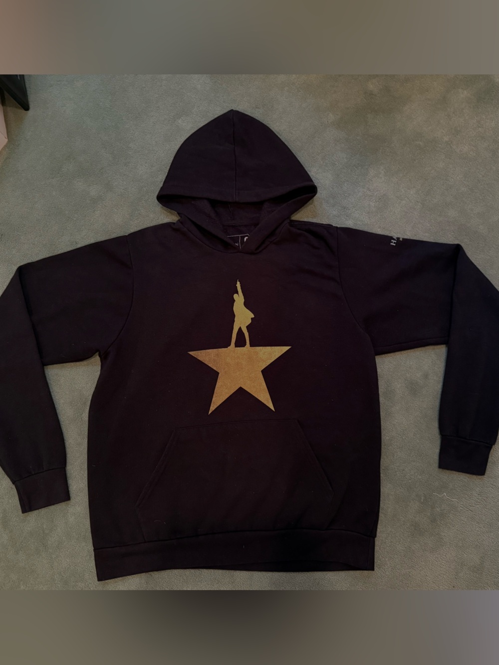 Hamilton Black Hoodie with Gold Star Silhouette - Men Sweater